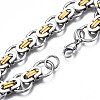 Ion Plating(IP) Two Tone 201 Stainless Steel Byzantine Chain Bracelet for Men Women BJEW-S057-90-3