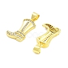 Boot Rack Plating Brass Micro Pave Clear Cubic Zirconia Pendants KK-NH0001-12G-2