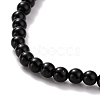 Mini Natural Black Onyx Beaded Stretch Bracelets BJEW-JB07669-01-4