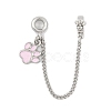 Rack Plating Paw Print Alloy Pink Enamel European Safety Chains FIND-C055-05P-02-1
