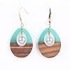 Resin & Wood Pendants Dangle Earrings EJEW-JE03231-2