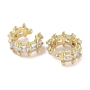 Fence Brass Micro Pave Cubic Zirconia Cuff Earrings for Women EJEW-E310-14G-2