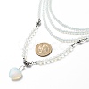 2Pcs 2 Style Opalite Heart Pendant Necklaces Set NJEW-JN04068-6