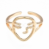 Brass Abstract Face Open Cuff Ring RJEW-T001-87G-1