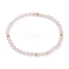 5Pcs 5 Style Natural Rose Quartz & Brass Beaded Stretch Bracelets Set for Women BJEW-JB09663-02-3