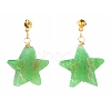 Natural Agate Star Dangle Stud Earrings EJEW-JE04420-2