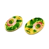 Natural Freshwater Shell Double Face Printed Oval Charms SHEL-T020-05C-2