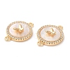 Brass Micro Pave Clear Cubic Zirconia Connector Charms KK-K333-44G-2