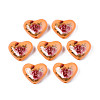 Flower Printed Opaque Acrylic Heart Beads SACR-S305-28-J03-1