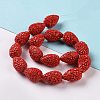 Dyed Synthetical Coral Teardrop Shaped Carved Flower Bud Beads Strands CORA-L009-02-4