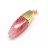 Plated Natural Agate Pendants with Brass Findings G-R275-30-2