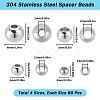 SUNNYCLUE 320Pcs 4 Styles 304 Stainless Steel Spacer Beads STAS-SC0006-88-2