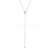 925 Sterling Silver Micro Pave Cubic Zirconia Tassel Necklaces HK3551-1