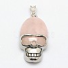 Personalized Retro Halloween Skull Jewelry Bezel Natural & Synthetic Mixed Gemstone Pendants G-M038-01-2