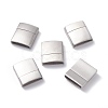 Tarnish Resistant Matte 304 Stainless Steel Rectangle Magnetic Clasps with Glue-in Ends STAS-E089-41E-4