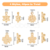 SUPERFINDINGS 40Pcs 4 Style Rack Plating Brass Charms KK-FH0005-57-2