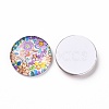 Half Round/Dome Floral Printed Glass Cabochons X-GGLA-A002-25mm-UU-2