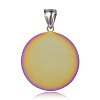 Flat Round with Flower Pattern 316 Stainless Steel Pendants STAS-J019-60C-2