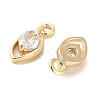 Brass Micro Pave Clear Cubic Zirconia Charms KK-C054-10G-2