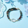 Round Natural Indian Agate Beaded Bracelets BJEW-JB10543-2