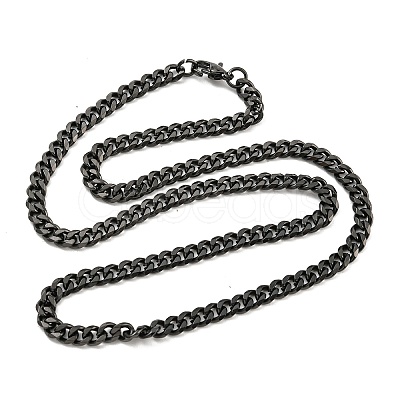 201 Stainless Steel Curb Chain Necklaces NJEW-Q336-10A-EB-1