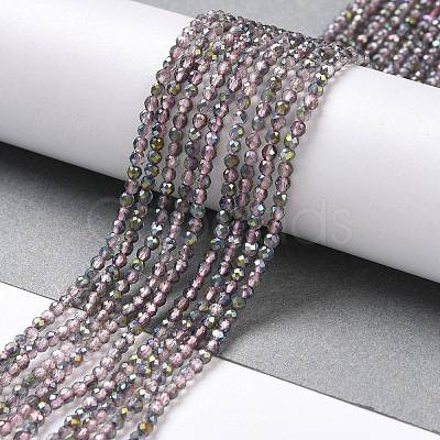 Transparent Electroplate Glass Beads Strands GLAA-H021-01A-HP02-1