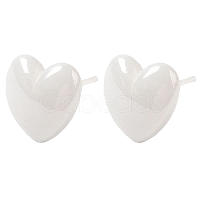 Hypoallergenic Bioceramics Zirconia Ceramic Heart Stud Earrings EJEW-C065-02-1