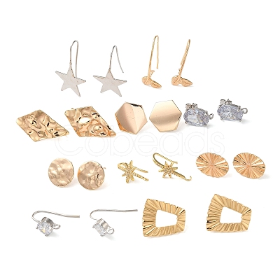 Brass Stud Earring Findings & Earring Hook KK-XCP0001-85-1