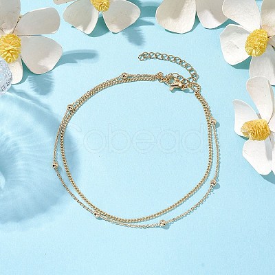 Brass Double Layer Chain Anklets AJEW-AN00604-1