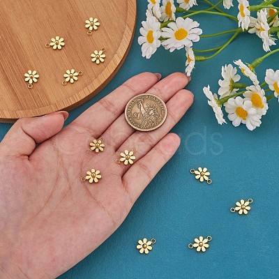 10Pcs 430 Stainless Steel Small Flower Pendants JX236B-1