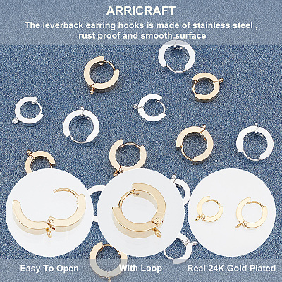 ARRICRAFT 16Pcs 4 Style 201 Stainless Steel Huggie Hoop Earrings Findings STAS-AR0001-36-1