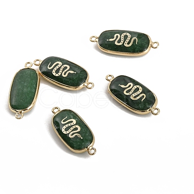 Natural Green Strawberry Quartz Oval Connector Charms PW-WG509CD-04-1