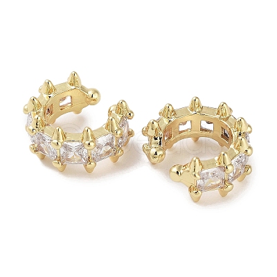 Fence Brass Micro Pave Cubic Zirconia Cuff Earrings for Women EJEW-E310-14G-1