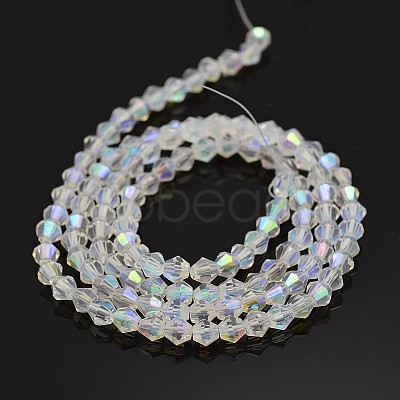 Faceted Bicone Electroplate Glass Beads Strands X-EGLA-P016-3mm-AB02-1