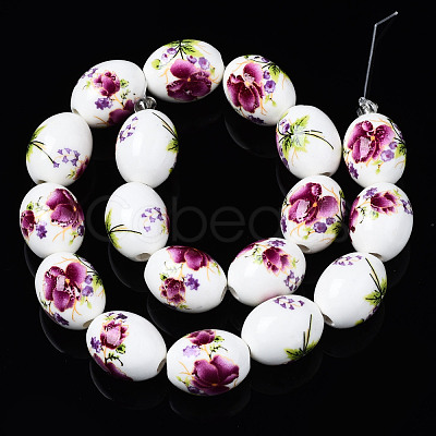 Handmade Porcelain Ceramic Beads Strands PORC-S502-048F-1