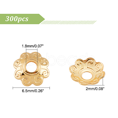 DICOSMETIC 300Pcs 304 Stainless Steel Bead Caps STAS-DC0012-15-1