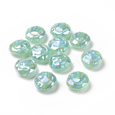 Rainbow Iridescent Plating Acrylic Beads OACR-A010-05B-1