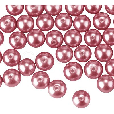 Pearlized Glass Pearl Round Beads HY-PH0001-8mm-038-1