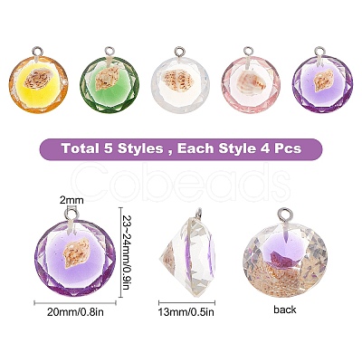 SUNNYCLUE Transparent Epoxy Resin Pendants CRES-SC0001-61-1