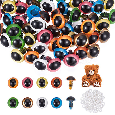 GOMAKERER 64Pcs 8 Colors Craft Resin Doll Eyes DOLL-GO0001-03-1