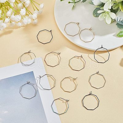 Unicraftale 30Pcs 5 Colors Ion Plating(IP) 316 Surgical Stainless Steel Hoop Earrings Findings STAS-UN0030-95-1