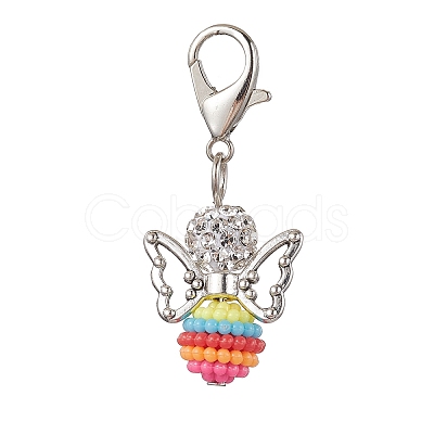 Colorful Angel Resin Pendant Decorations HJEW-JM01908-1