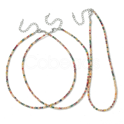 Faceted Rondelle Glass Beaded Necklace for Women NJEW-M208-01F-1