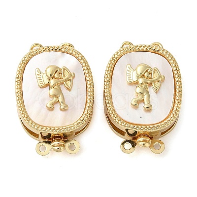 Brass with Natural Shell Box Clasps KK-G505-01G-1