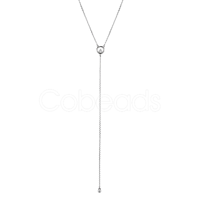 925 Sterling Silver Micro Pave Cubic Zirconia Tassel Necklaces HK3551-1