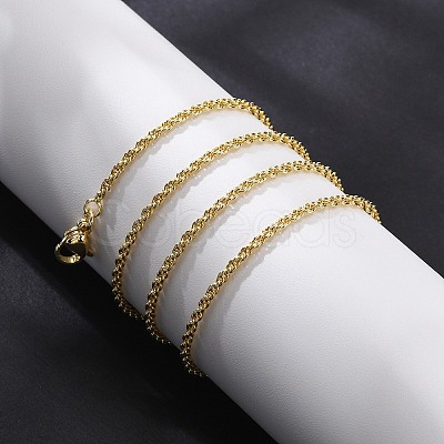 2mm Brass Rope Chain Necklaces for Men Women NJEW-G160-18G-1