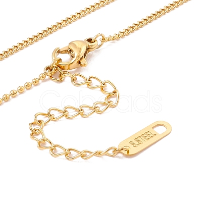 Ion Plating(IP) 304 Stainless Steel Ball with Rectangle Pendant Necklace for Women NJEW-P262-12G-1