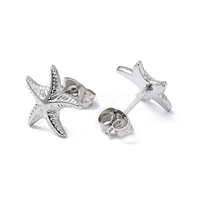 Non-Tarnish 304 Stainless Steel Starfish Stud Earrings for Women EJEW-I285-06P-1