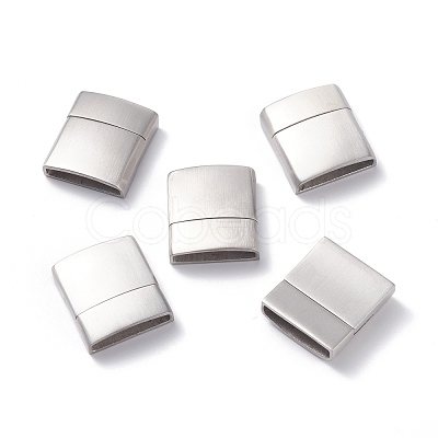 Tarnish Resistant Matte 304 Stainless Steel Rectangle Magnetic Clasps with Glue-in Ends STAS-E089-41E-1