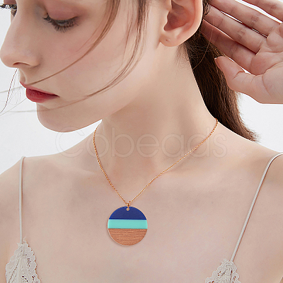 Tri-color Resin & Wood Pendants RESI-CJ0004-06-1